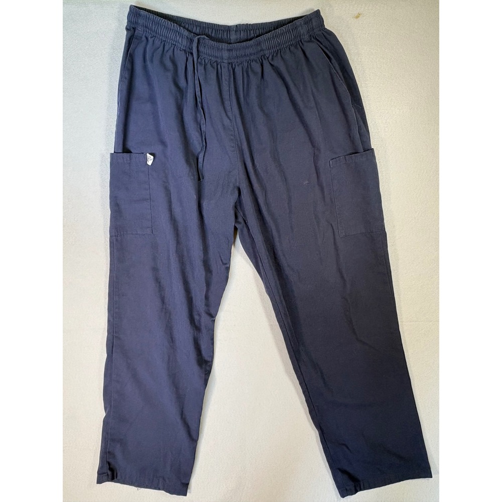 Navy Blue Cargo Scrub Pants Elastic‎ Waist Drawstring Style 3012 2XL